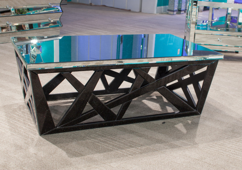 Montreal Mirrored Top Cocktail Table - Black
