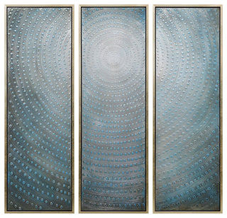Concentric Textured Metallic Abstract Hand Painted Wall Art, 60"x20"