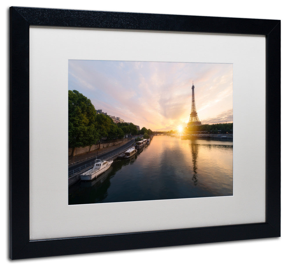 Mathieu Rivrin ''Stay Up Paris'' Matted Framed Art, Black Frame, White, 20x16