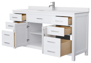 Beckett 66" White Single Vanity, White Cultured Marble Top