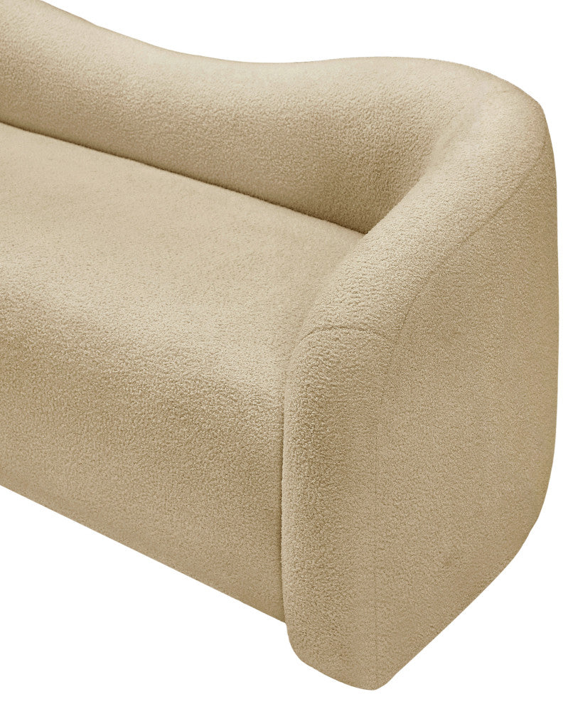 Kali Faux Shearling Teddy Fabric Upholseterd  Loveseat, Beige