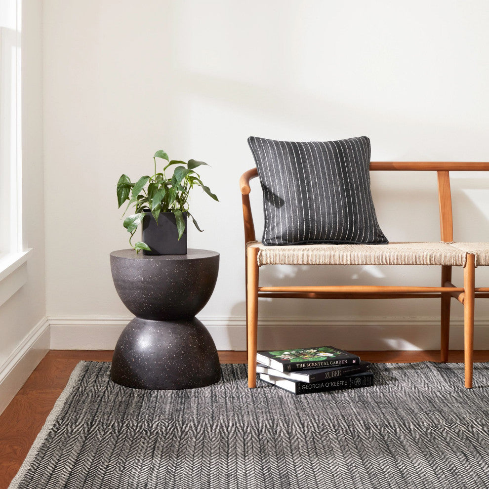 Dash & Albert Herringbone Black Handwoven Cotton Rug, Black, Runner-2'6" x 8'