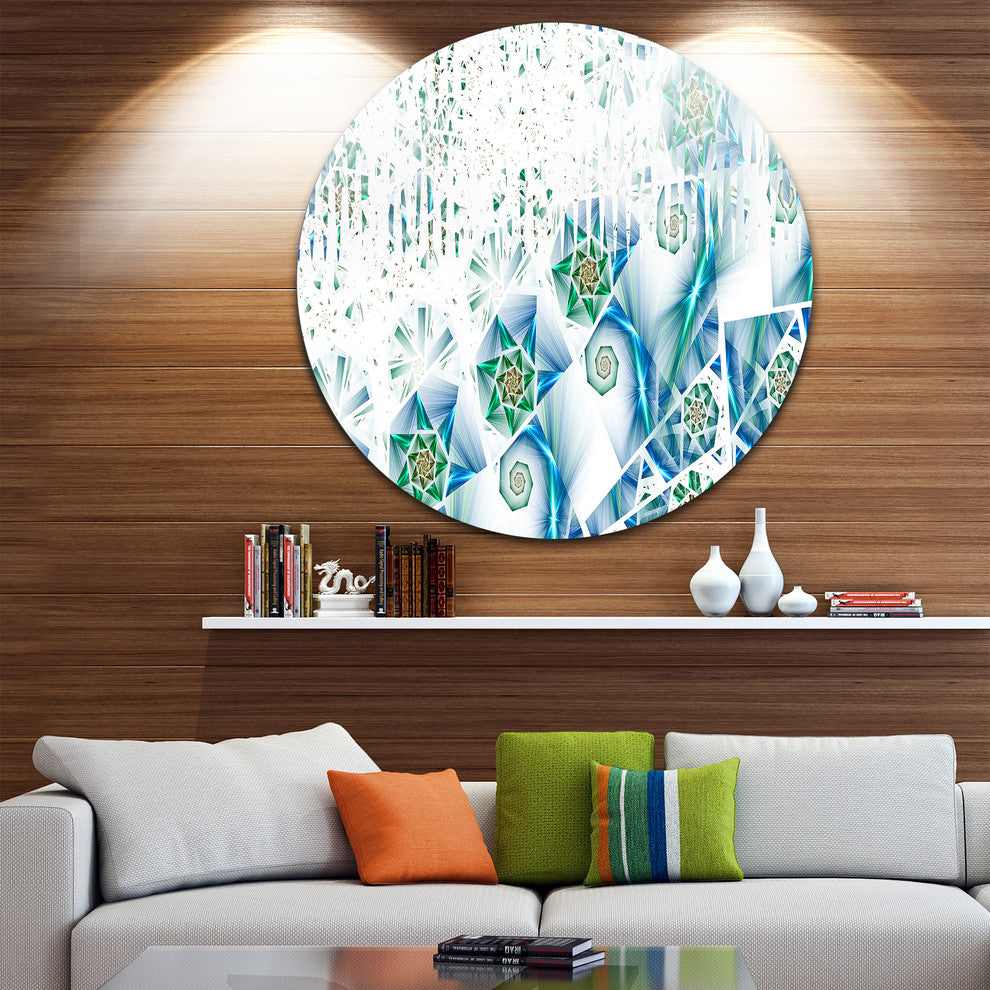 Light Green Fractal Abstract Flower, Abstract Round Wall Art, 11"