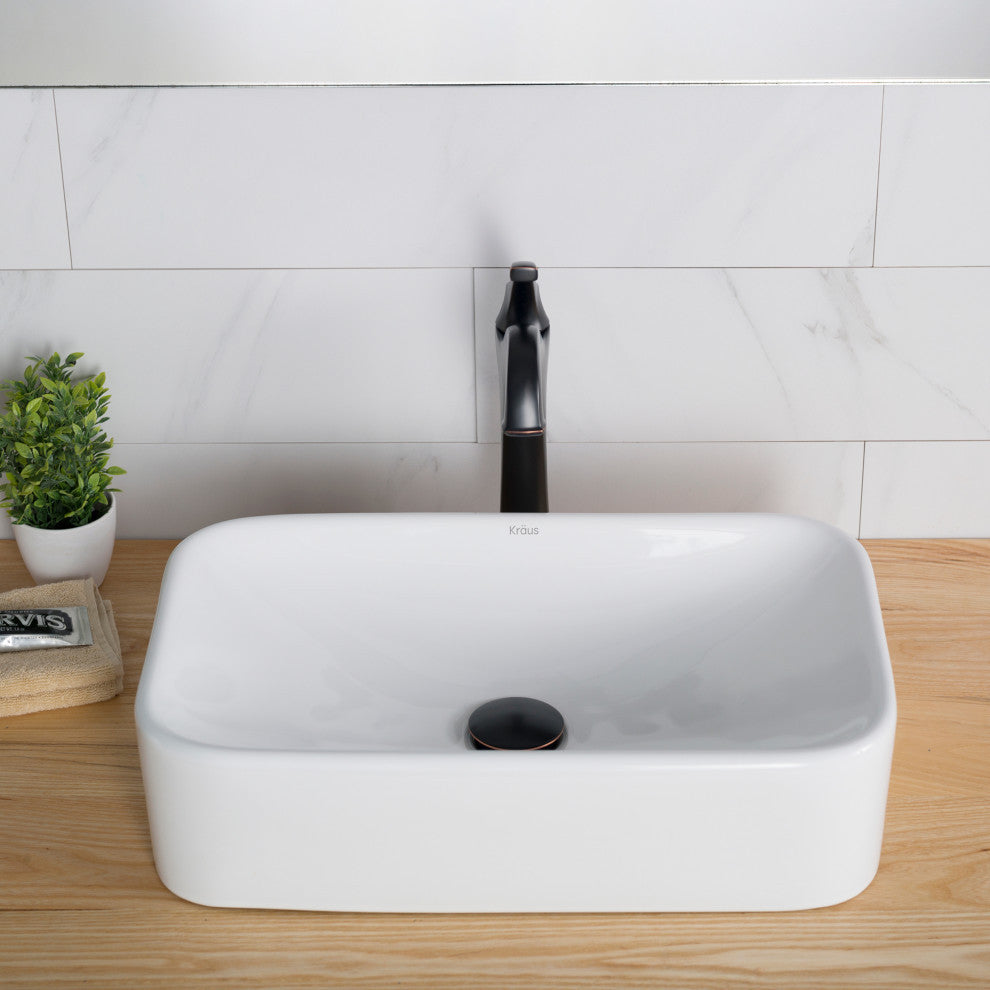 Elavo Ceramic Rectangle Vessel White Sink