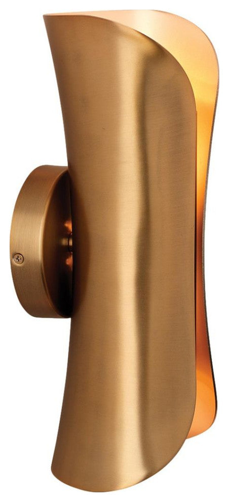Elegant Folded Metal Brass Champagne Wall Sconce 14 in Sculpture Indirect Light