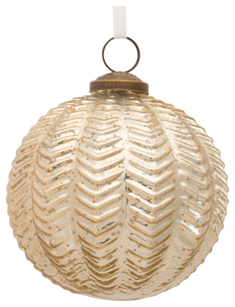 Ribbed Mercury Glass Ball Ornament, 6-Piece Set