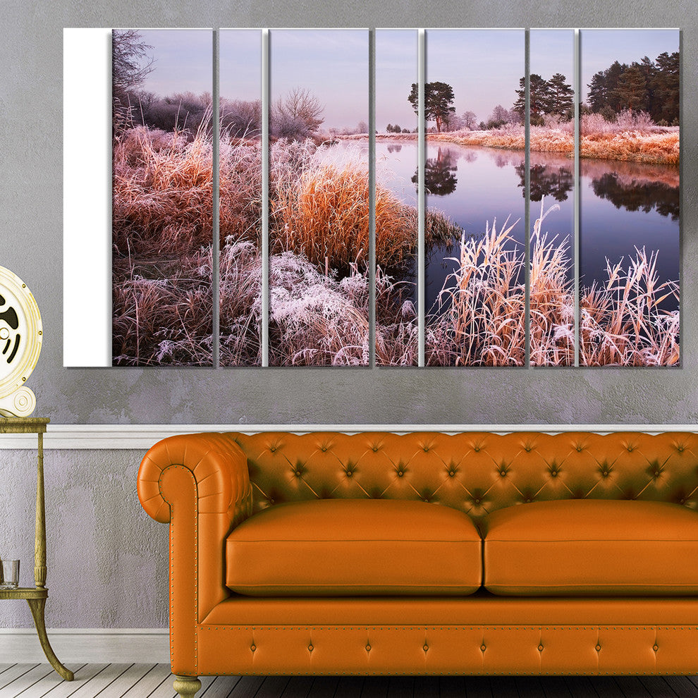 "Fairy Autumn Dawn Panorama" Landscape Print Wall Artwork, 4 Panels, 48"x28"