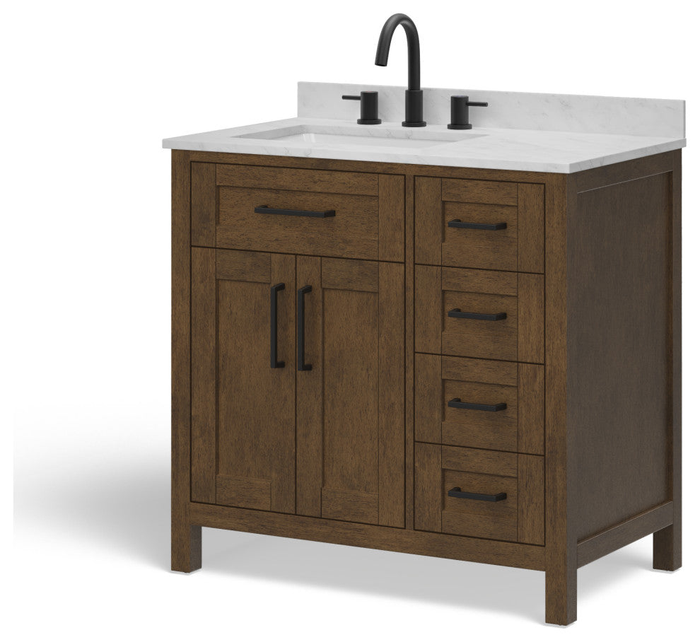 The Oswald Bathroom Vanity, Almond Latte, 36", Single Sink, Freestanding