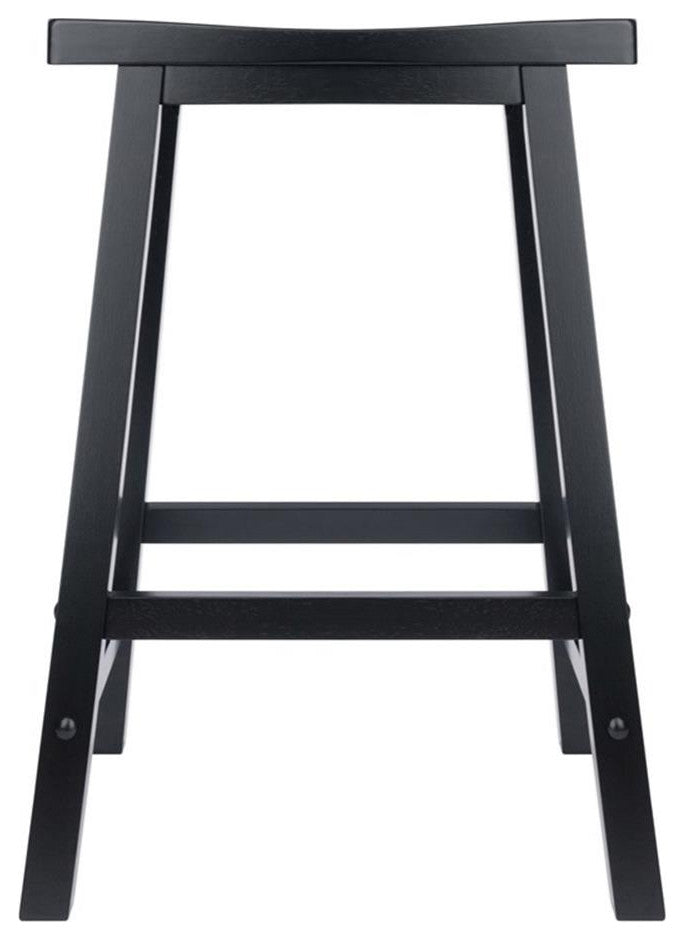 Winsome Satori 24" Transitional Solid Wood Counter Saddle Seat Bar Stool - Black