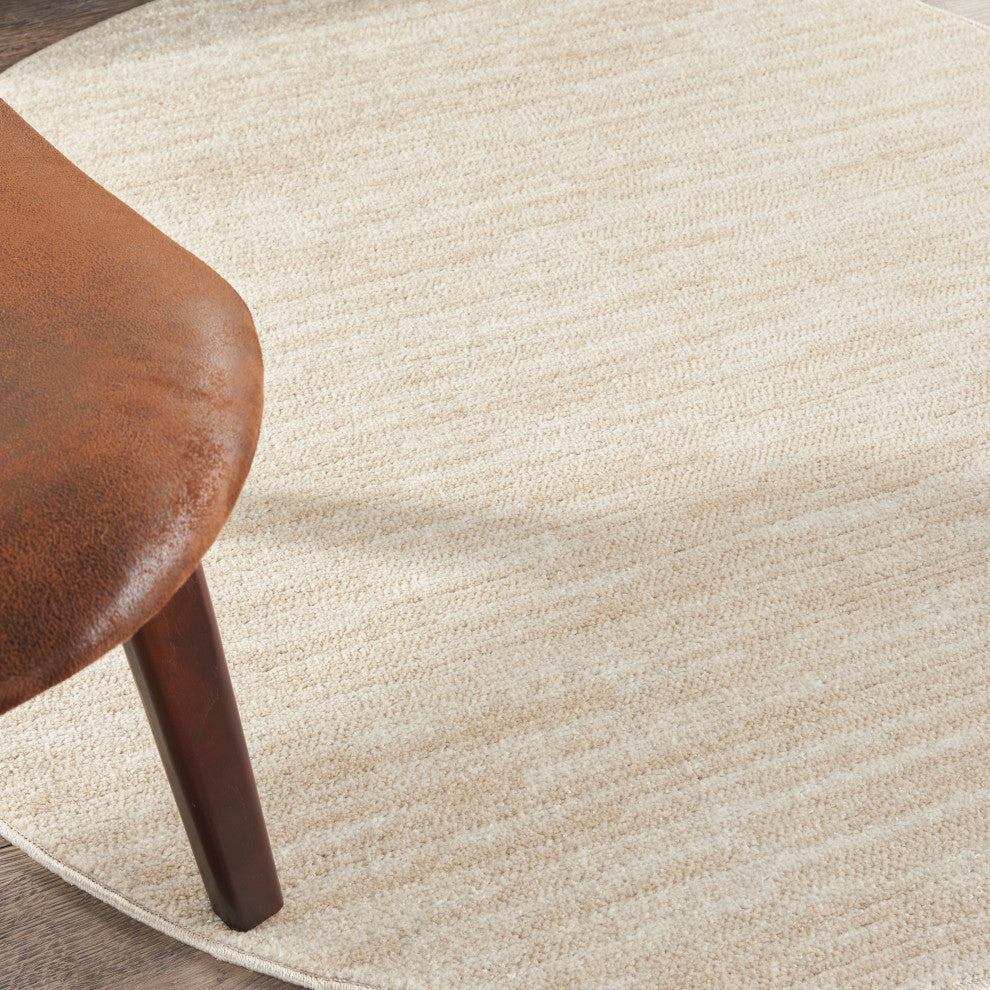 Nourison Essentials 4' x Round Ivory Beige Outdoor Area Rug