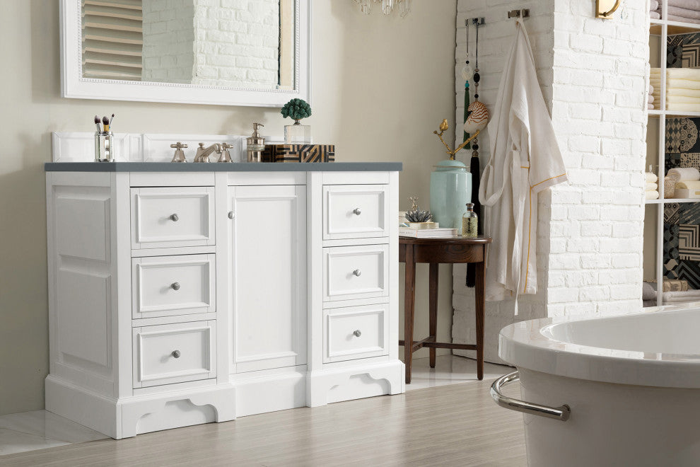James Martin 825-V48-BW-3CBL De Soto 48" Single Vanity Bright White Quartz Top