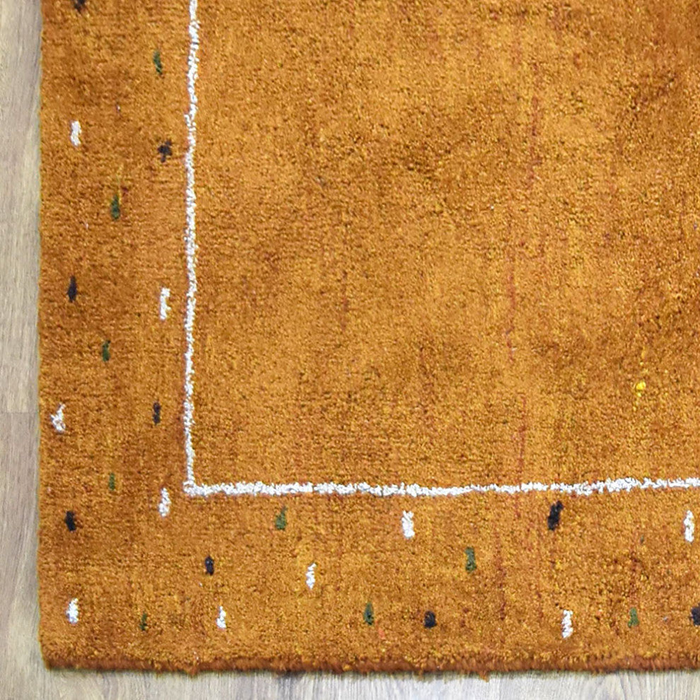 HAND KNOTTED LOOM SILK ECO-FRIENDLY AREA RUG-5'x8',Rectangle,Orange,Contemporary