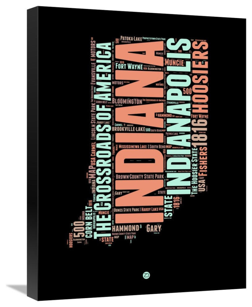 "Indiana Word Cloud 1" Fine Art Print