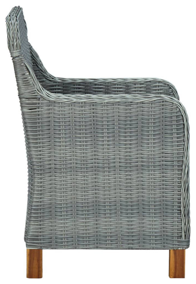 vidaXL Patio Chairs 2 Pcs Dining Chair with Cushions Poly Rattan Light Gray