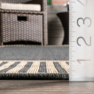 Nuloom Historia Striped Outdoor Area Rug, Dark Grey 4'x6'