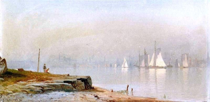 Alfred Thompson Bricher Harbor Scene and White Sails Gallery Wrapped Canvas