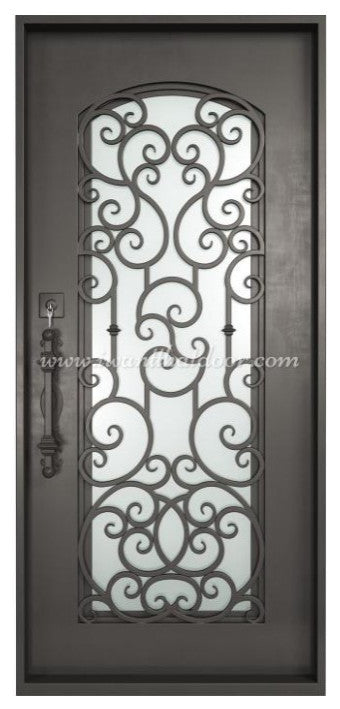Altamura 37X81 Right Hand Inswing, Medium Copper, Rain Glass, Handles, Deadbolt