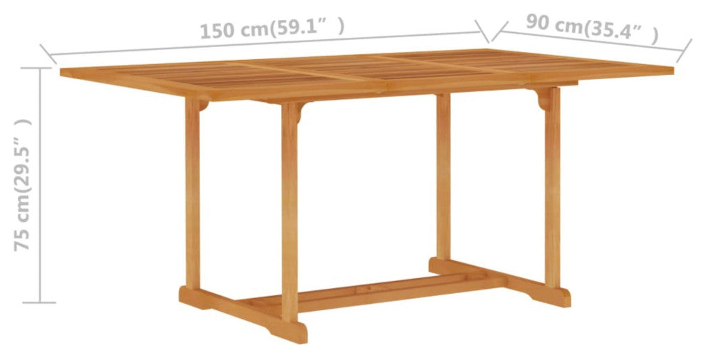 Vidaxl Garden Table 59.1"x35.4"x29.5" Solid Teak Wood