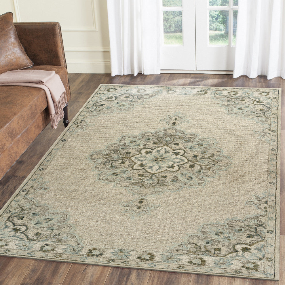 Ivory Medallion Area Rug, 5' X 7'9"