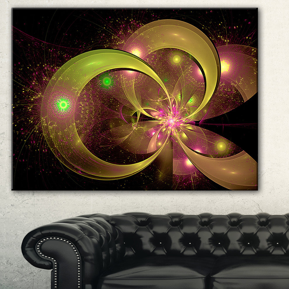 "Symmetrical Green Fractal Flower" Digital Floral Wall Art, 40"x30"