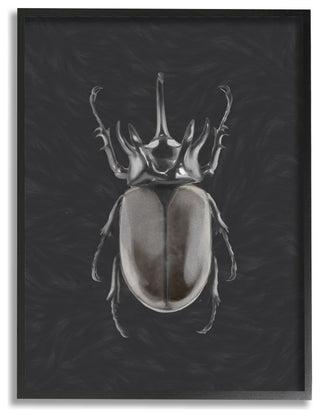 Horned Beetle Black Reflective Minimal Bug Insect Art,1pc, each 16 x 20