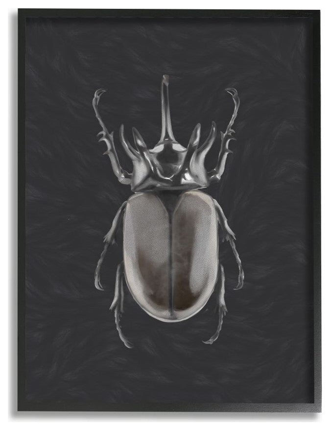 Horned Beetle Black Reflective Minimal Bug Insect Art,1pc, each 16 x 20