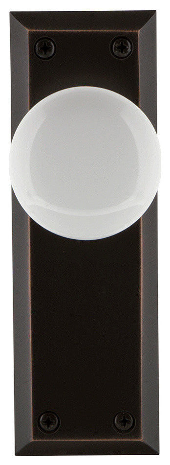 New York Plate Passage Door Knob, Timeless Bronze