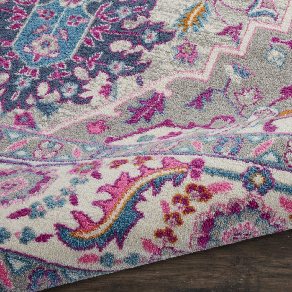 8' X 10' Pink And Gray Power Loom Area Rug