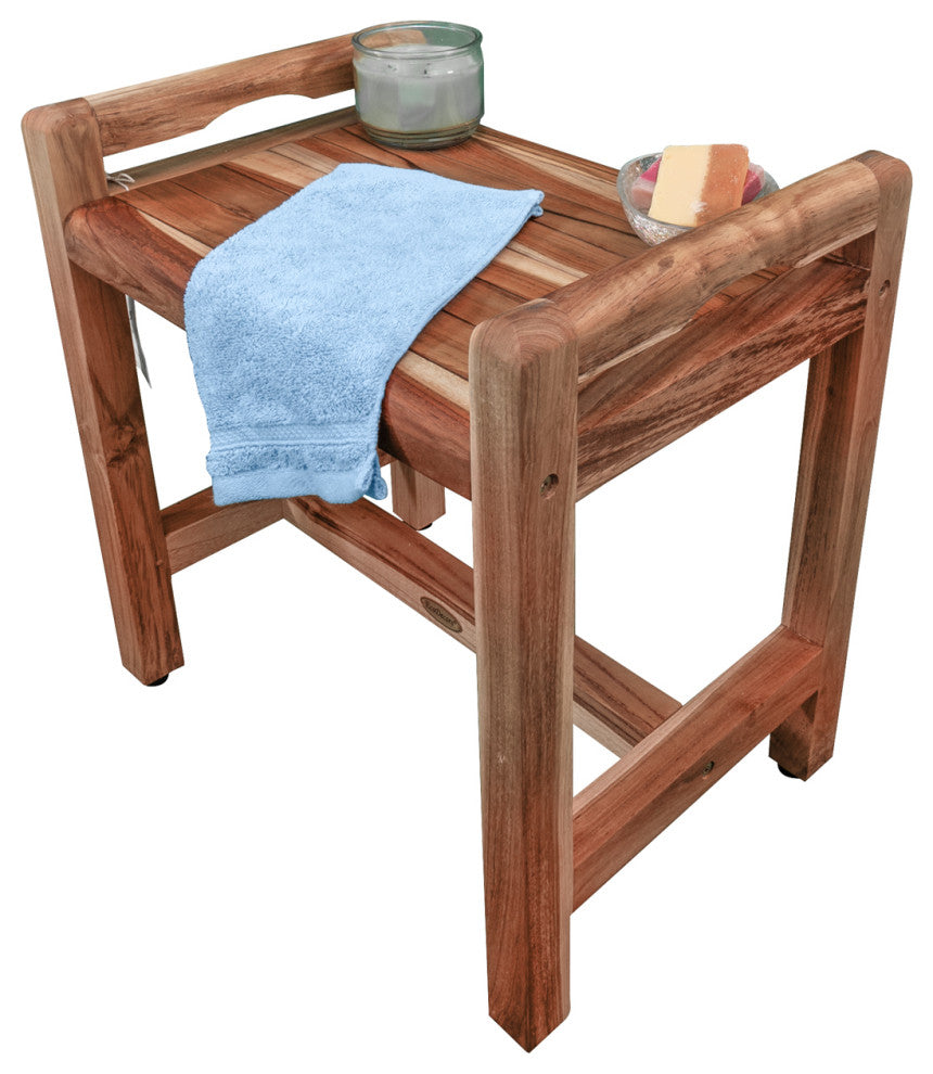 EcoDecors EarthyTeak Classic 18" Shower Bench With LiftAide Arms