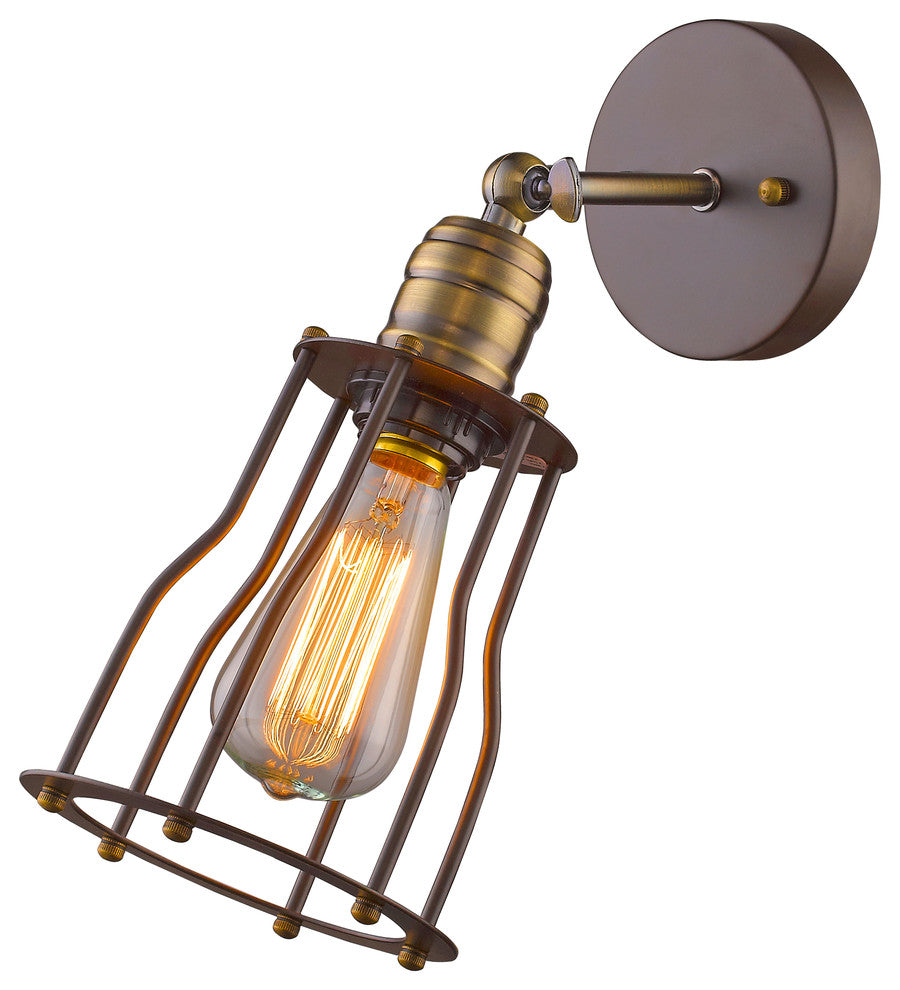 Ironclad  1-Light Rubbed Bronze Wall Sconce 6" Wide