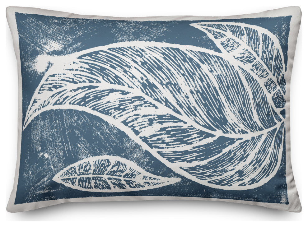 Navy Leaf Imprint I 14x20 Spun Poly Pillow
