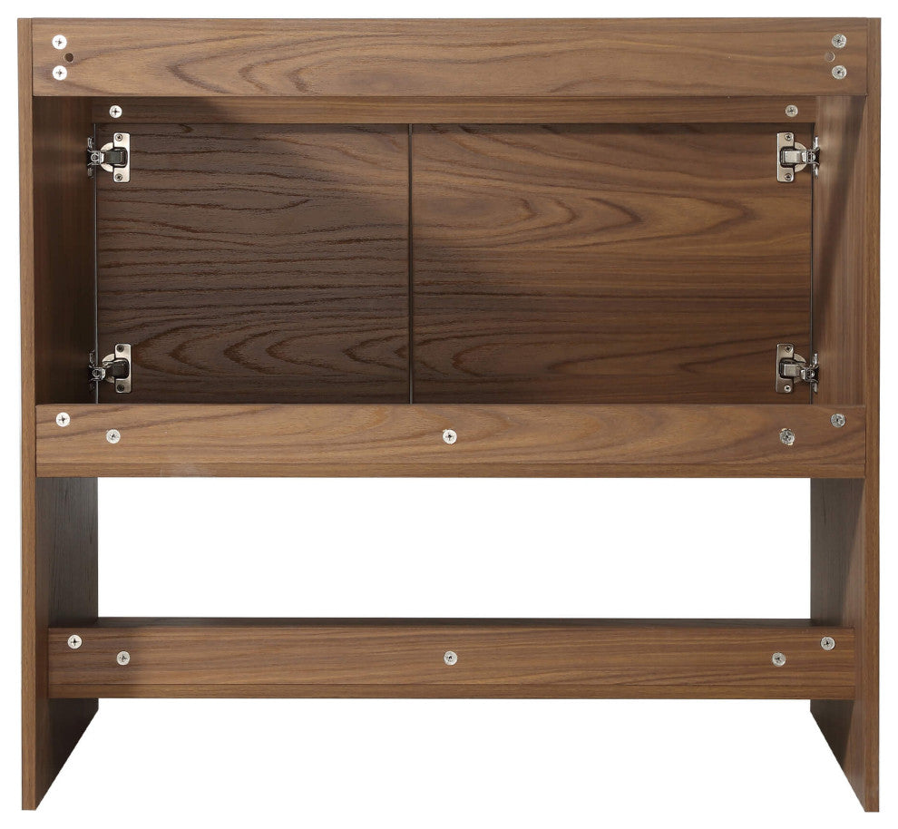 Phoenix Bath Vanity With Ceramic Sink - Full Assembly Required, Walnut, 36 Inch