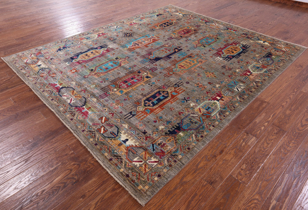 8' 2" X 9' 8" Tribal Fine Serapi Handmade Wool Rug - Q12395