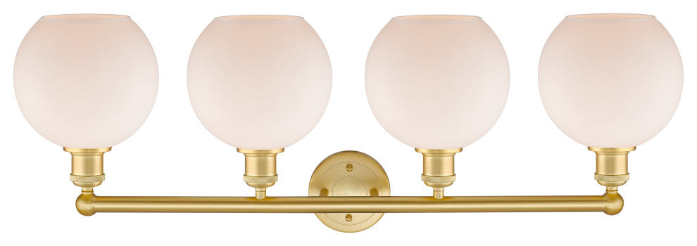 Athens 4-Light 35" Bath Vanity Light, Satin Gold, Matte White