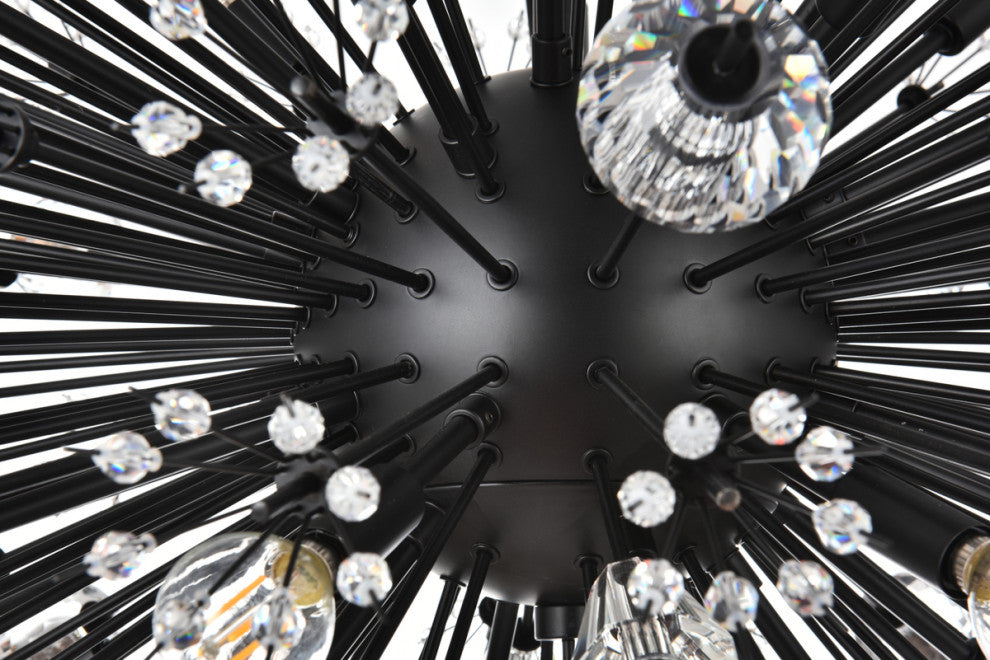Victor 48" Crystal Starburst Oval Pendant, Black