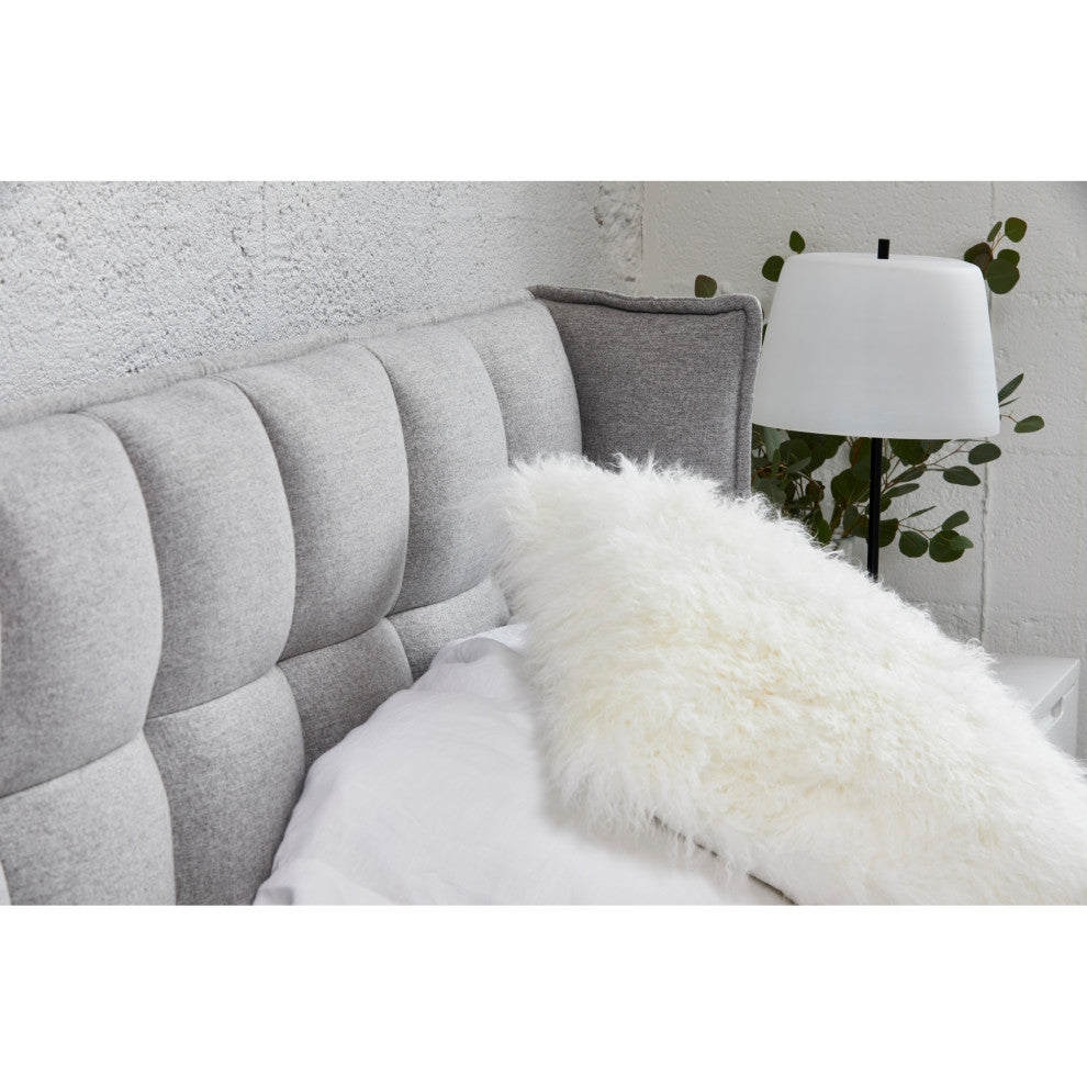 Contemporary Lamb Fur Pillow Large Cream - White