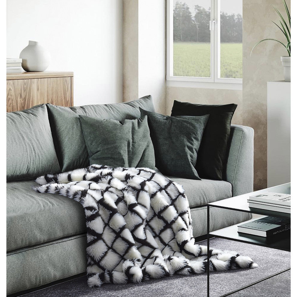 Inspired Home Cambree Throw Luxuriously Soft, Acrylic 50"x60", Black