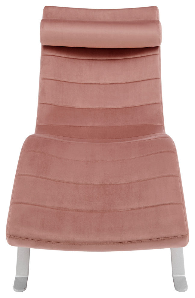 Gilda Lounge Chair, Rose Velvet With Silver Base