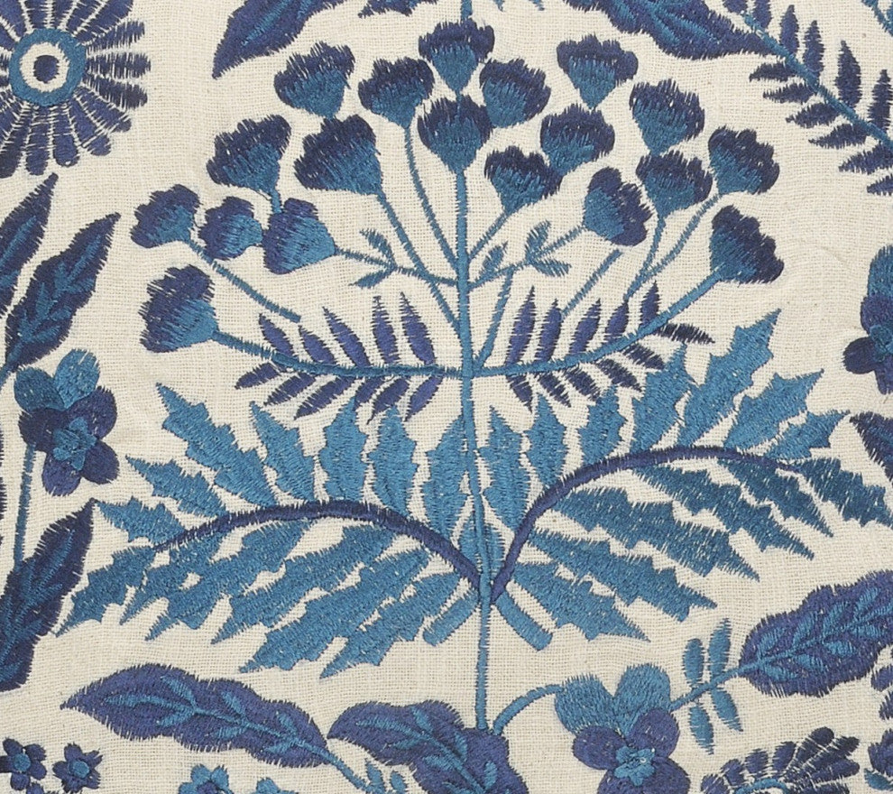 Off-White and Navy Bohemian Throw Pillow