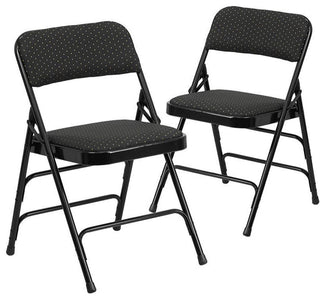 2 Pack HERCULES Triple Braced & Double Hinged Upholstered Folding Chair, Black Pattern