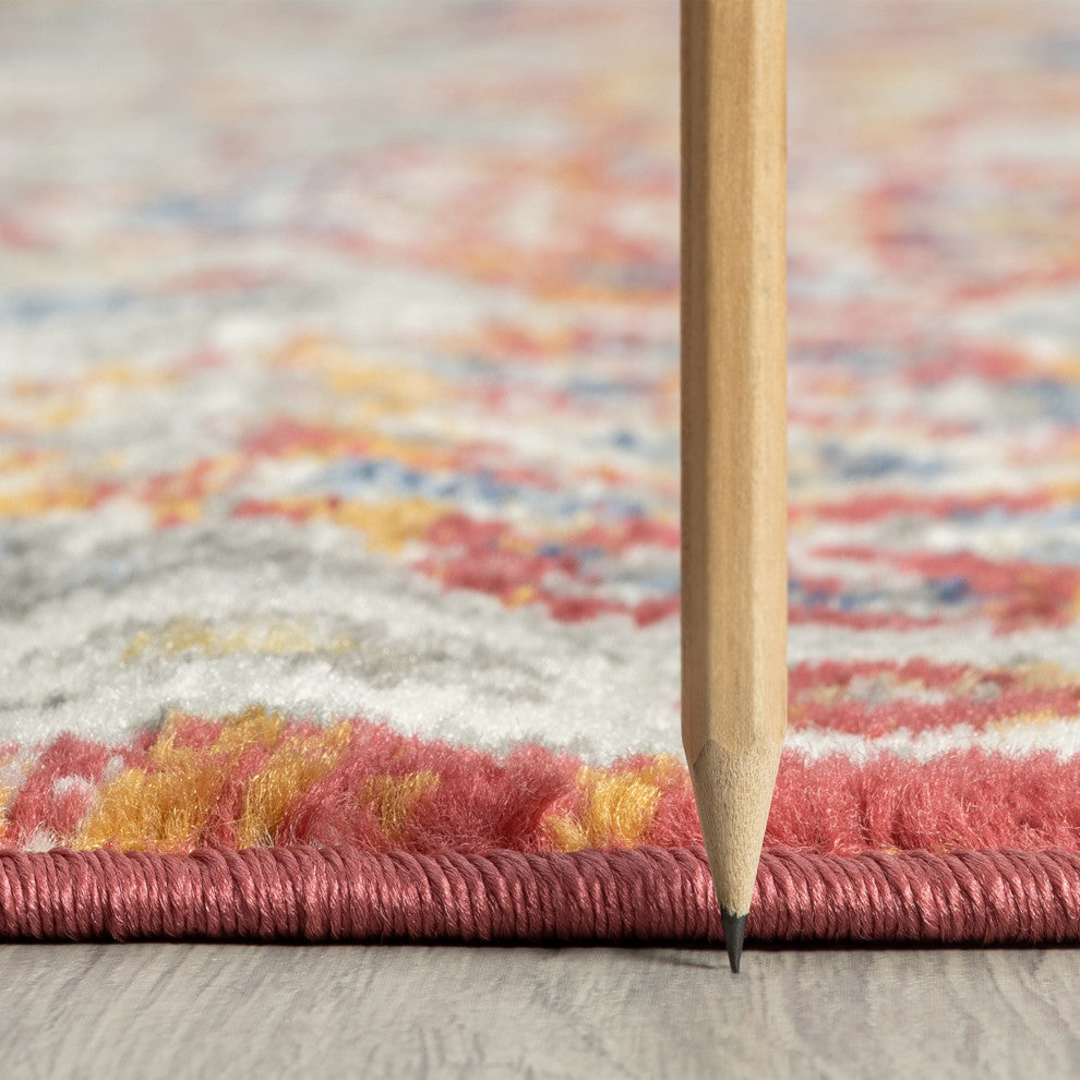 Adriana Transitional Oriental Area Rug, Multi & Light Red, 8'10'' X 12'2''