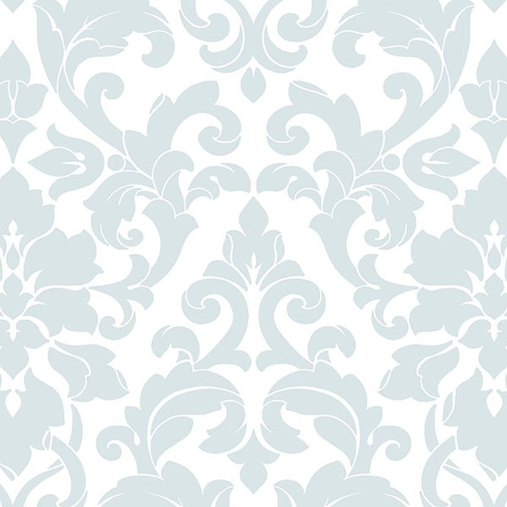 Stripes And Damasks, Classic Damask Stripes Light Blue Wallpaper Sample