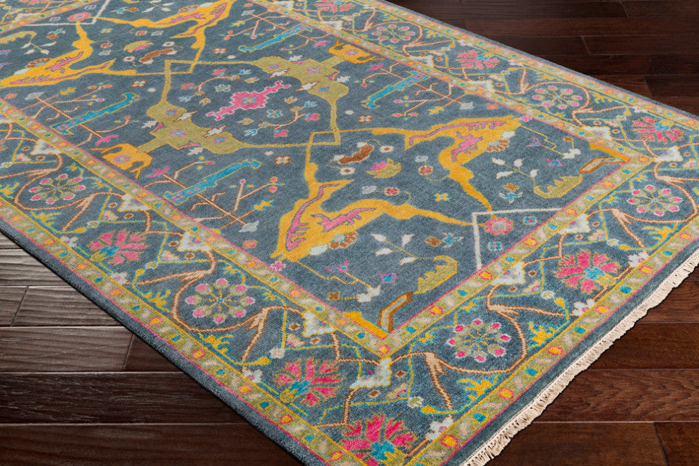 Surya Antique ATQ-1000 Traditional Area Rug, Navy, 2' x 3' Rectangle
