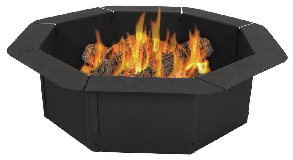 Sunnydaze Octagon Heavy-Duty Steel Fire Pit Ring Liner Insert, 30"