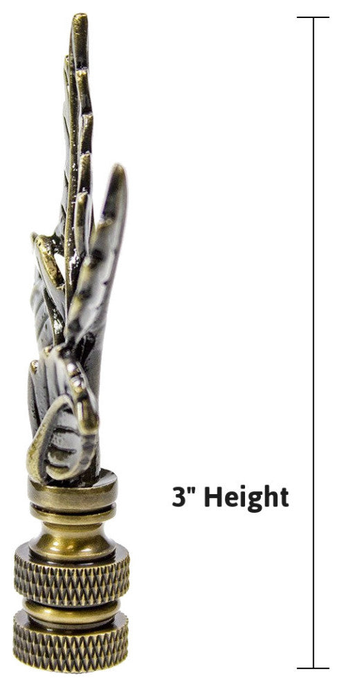 Leaves Lamp Finial Antique Brass Metal 3"h