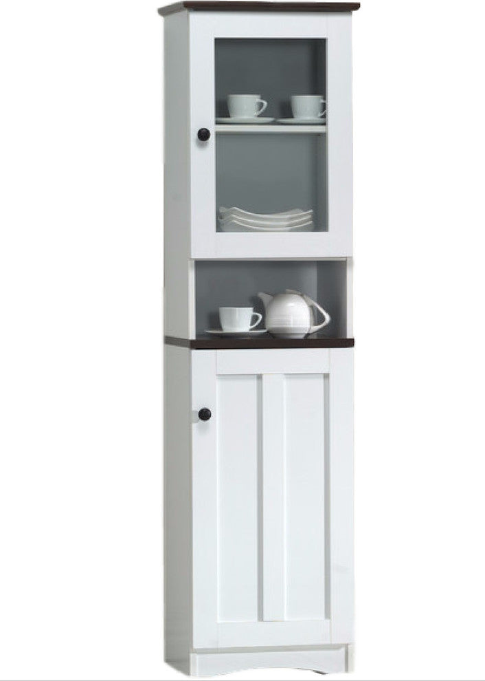 Lauren Modern Two-Tone White and Dark Brown Buffet and Hutch