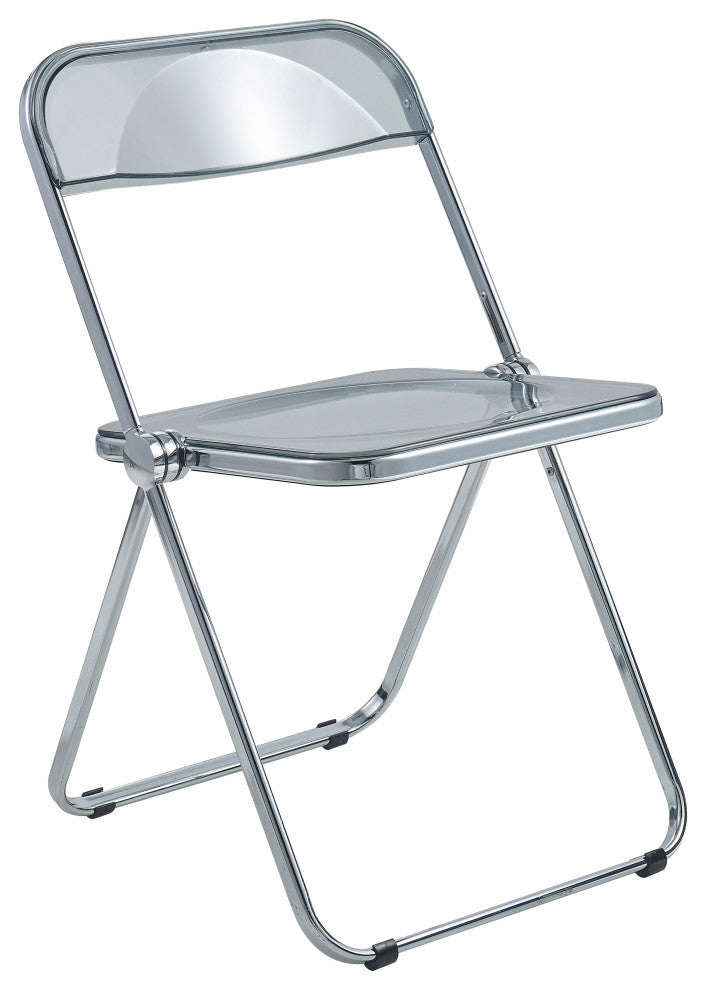 Lawrence Acrylic Folding Chair With Metal Frame, Transparent Black