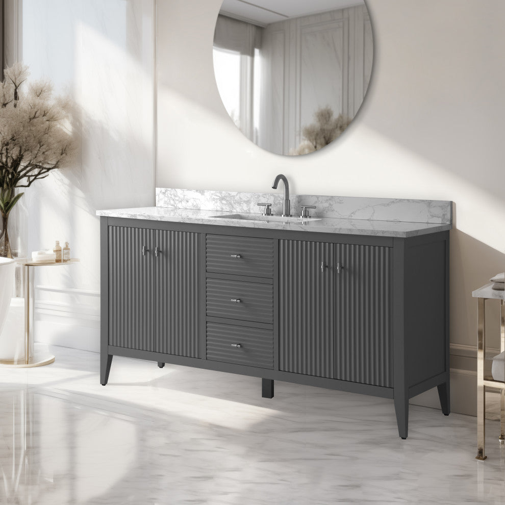 Vanity Art Freestanding Vanity, Cashmere Gray, 60", Single Sink, Brushed Nickel