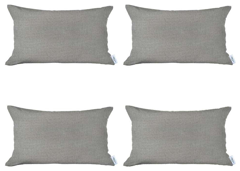 Set of 4 Cream Jacquard Lumbar Pillow Covers