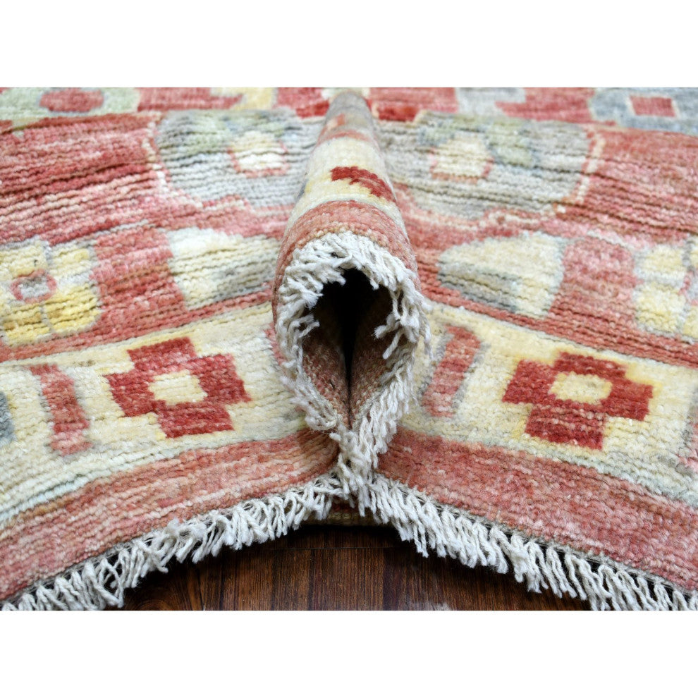 Coral Red, Angora Ushak Soft Wool, Hand Knotted Oversized Rug, 11'7" x 14'6"